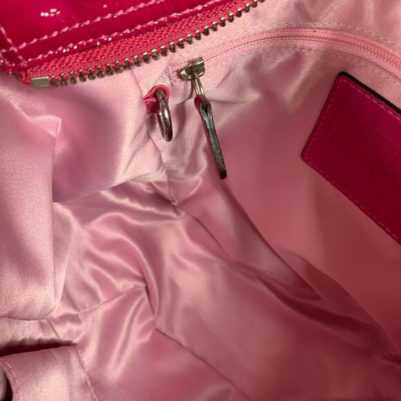 COACH 2009 Tribeca Pink Patent Leather Shoulder Bag Handbag 14118 Chain Strap - Picture 11 of 15